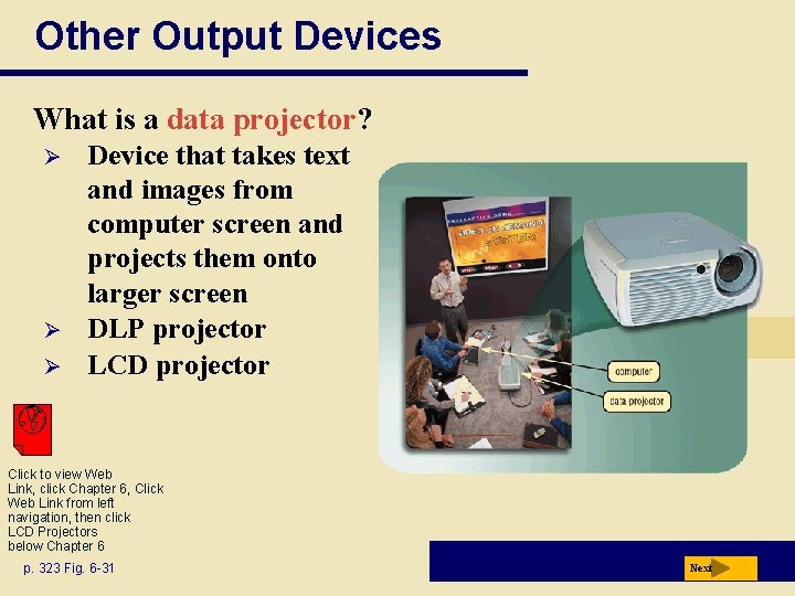 Other Output Devices What is a data projector? Ø Ø Ø Device that takes Other Output Devices What is a data projector? Ø Ø Ø Device that takes