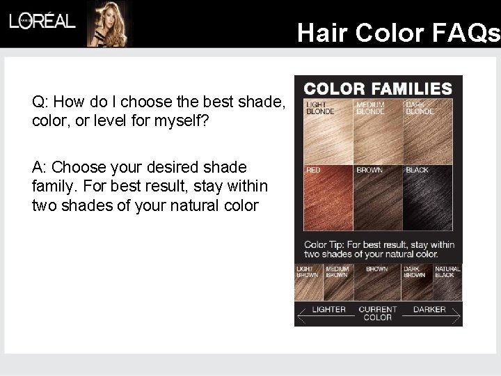 Hair Color FAQs Q: How do I choose the best shade, color, or level