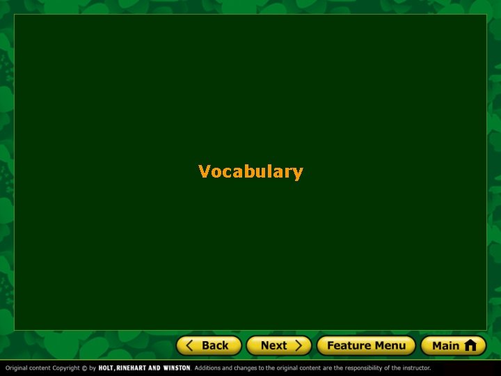Vocabulary Vocabulary