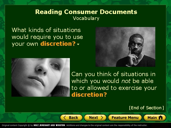 Reading Consumer Documents Vocabulary What kinds of situations would require you to use your Reading Consumer Documents Vocabulary What kinds of situations would require you to use your