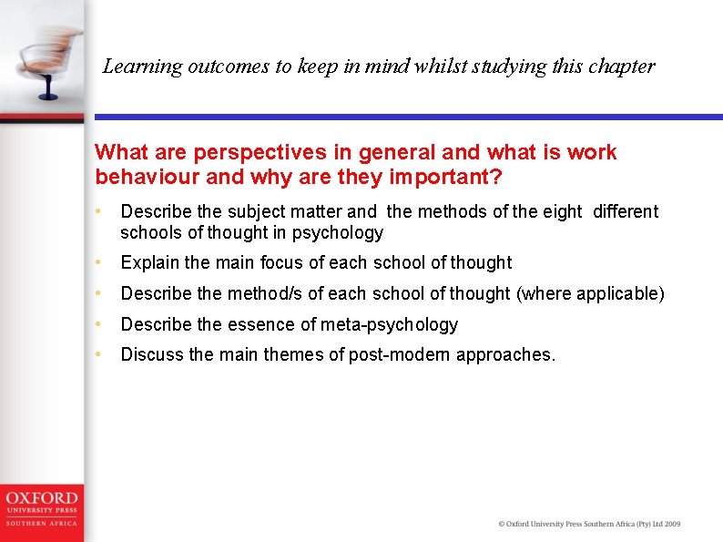 Learning outcomes to keep in mind whilst studying this chapter What are perspectives in