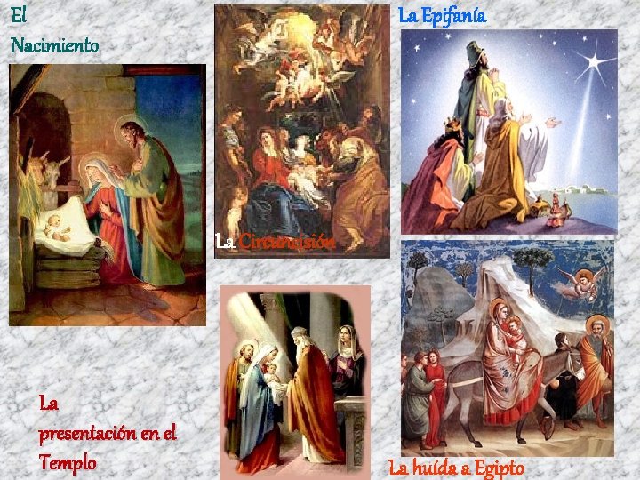 El Nacimiento La Epifanía La Circuncisión La presentación en el Templo La huída a El Nacimiento La Epifanía La Circuncisión La presentación en el Templo La huída a