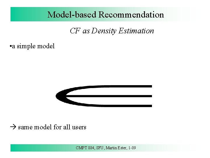 Model-based Recommendation CF as Density Estimation • a simple model same model for all