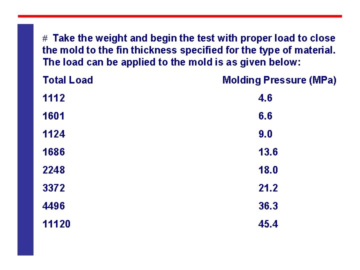 # Take the weight and begin the test with proper load to close the # Take the weight and begin the test with proper load to close the