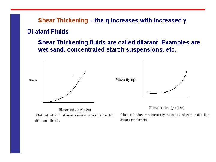 Shear Thickening – the increases with increased Dilatant Fluids Shear Thickening fluids are called