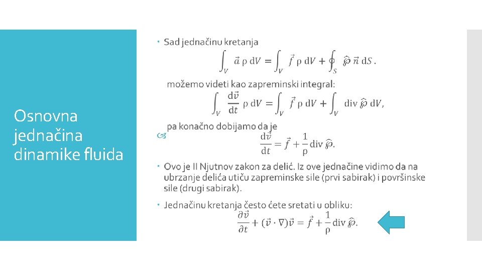 Osnovna jednačina dinamike fluida 