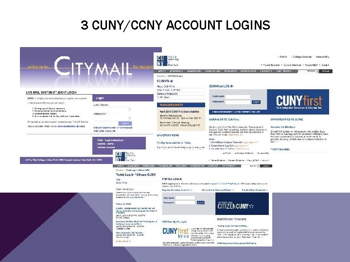 3 CUNY/CCNY ACCOUNT LOGINS 