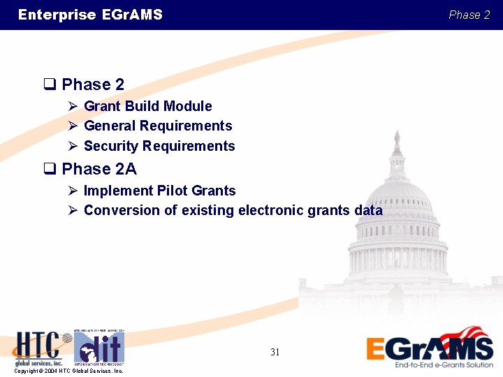 Enterprise EGr. AMS Phase 2 q Phase 2 Ø Grant Build Module Ø General