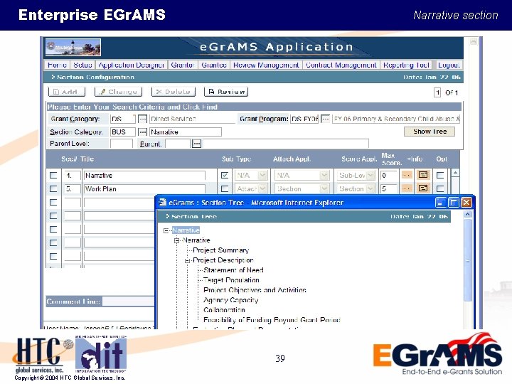 Enterprise EGr. AMS Narrative section 39 Copyright © 2004 HTC Global Services, Inc. 