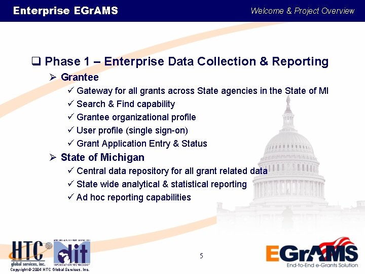 Enterprise EGr. AMS Welcome & Project Overview q Phase 1 – Enterprise Data Collection