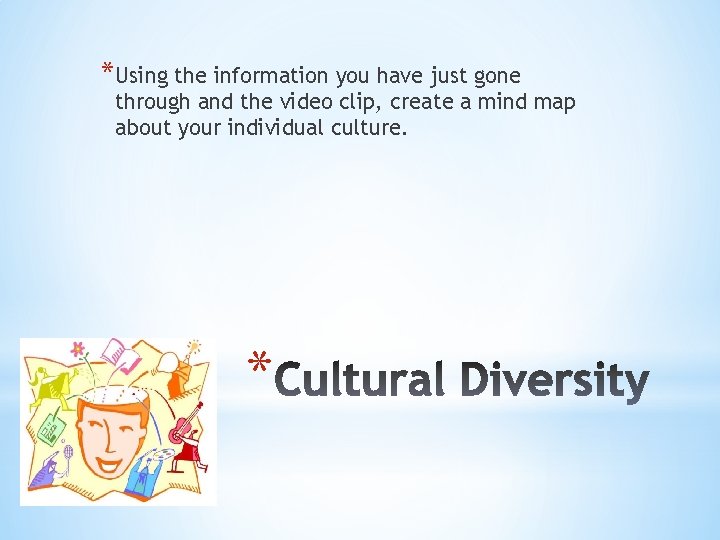 *Using the information you have just gone through and the video clip, create a