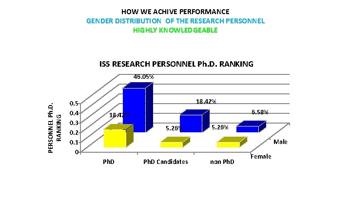 HOW WE ACHIVE PERFORMANCE GENDER DISTRIBUTION OF THE RESEARCH PERSONNEL HIGHLY KNOWLEDGEABLE ISS RESEARCH