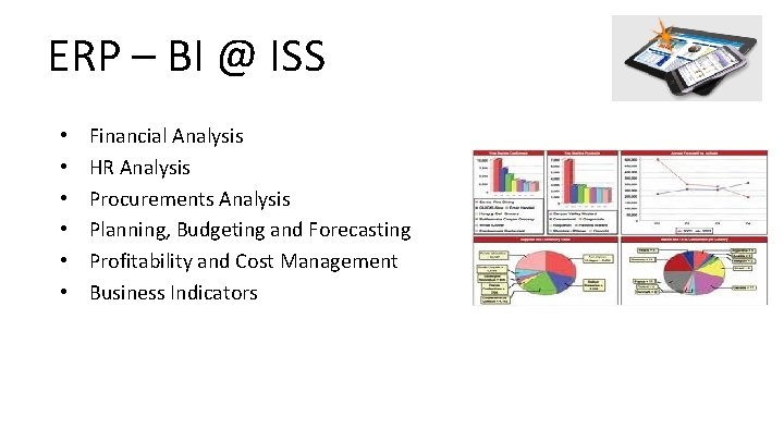 ERP – BI @ ISS • • • Financial Analysis HR Analysis Procurements Analysis