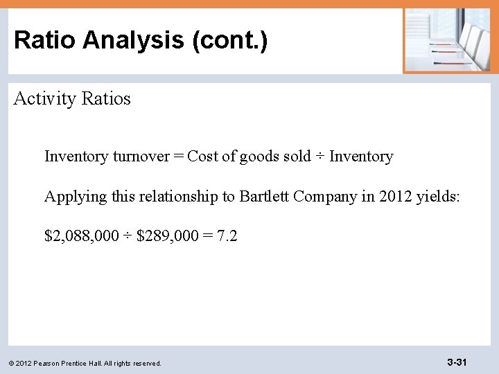 Ratio Analysis (cont. ) Activity Ratios Inventory turnover = Cost of goods sold ÷