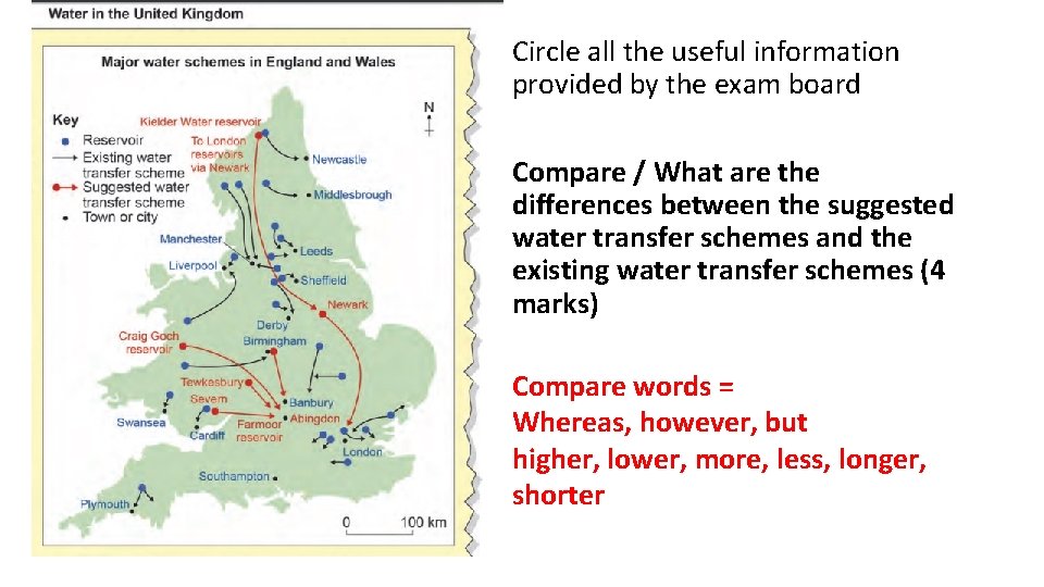 Circle all the useful information provided by the exam board Compare / What are