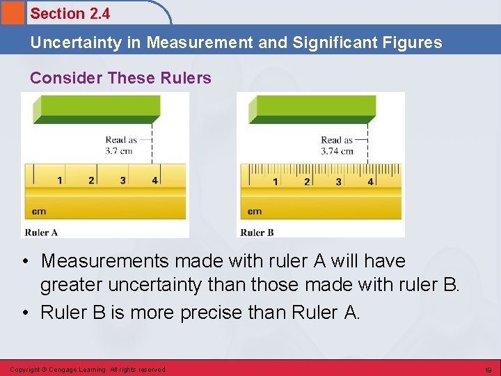 Section 2. 4 Uncertainty in Measurement and Significant Figures Consider These Rulers • Measurements