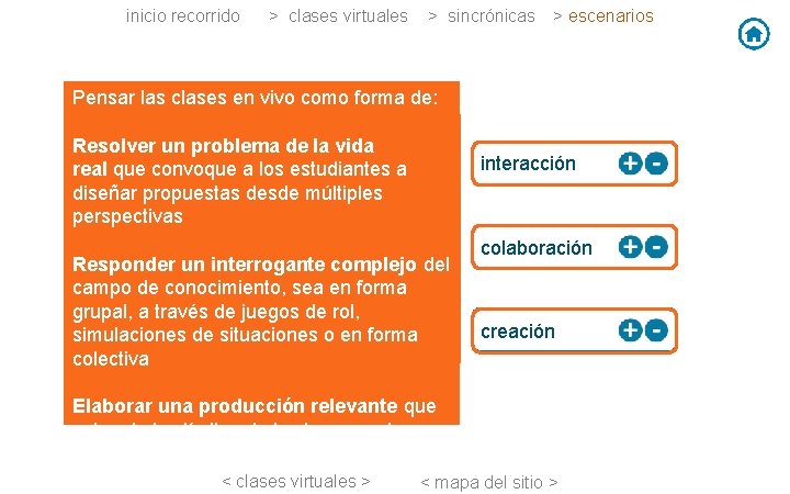 inicio recorrido > clases virtuales > sincrónicas Pensar las clases en vivo como forma inicio recorrido > clases virtuales > sincrónicas Pensar las clases en vivo como forma