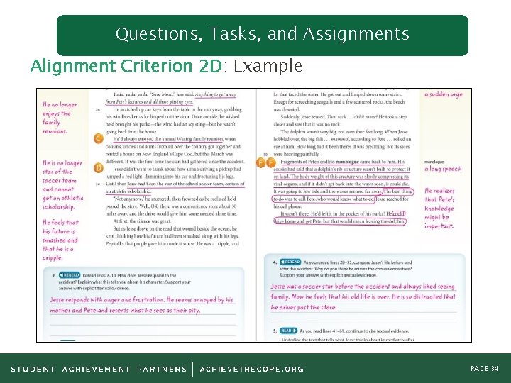 Questions, Tasks, and Assignments Alignment Criterion 2 D: Example PAGE 34 