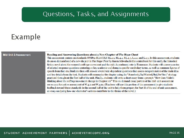 Questions, Tasks, and Assignments Example PAGE 35 