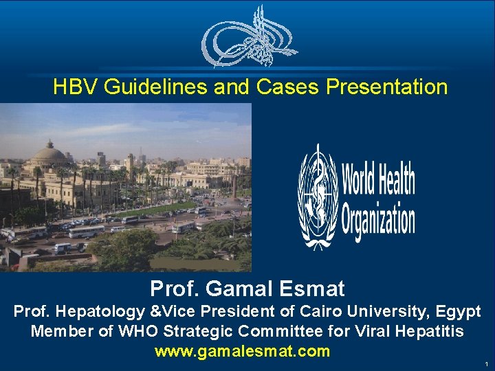 HBV Guidelines and Cases Presentation Prof. Gamal Esmat Prof. Hepatology &Vice President of Cairo
