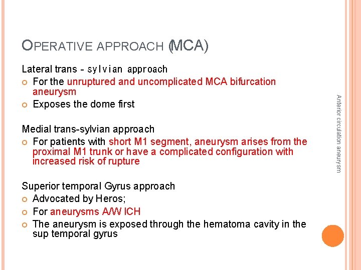 Anterior Circulation Aneurysms And Surgical Considerations Introduction Incidence
