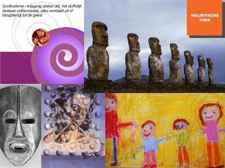 Spiritualisme - wijsgerig stelsel dat, het stoffelijk bestaan ontkennende, alles verklaart uit of terugbrengt