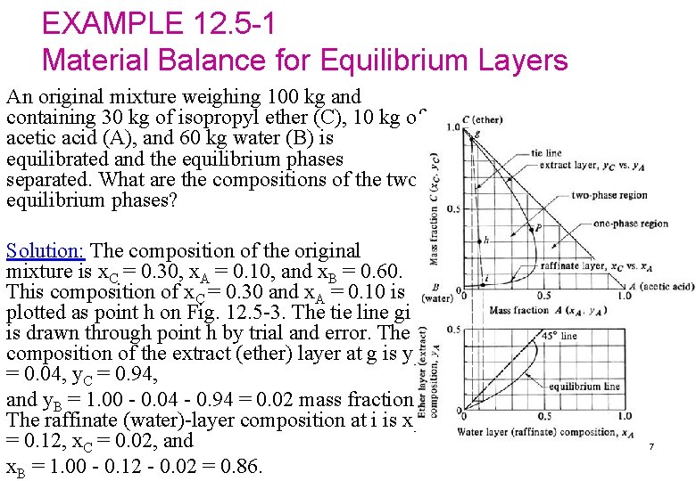 EXAMPLE 12. 5 -1 Material Balance for Equilibrium Layers An original mixture weighing 100