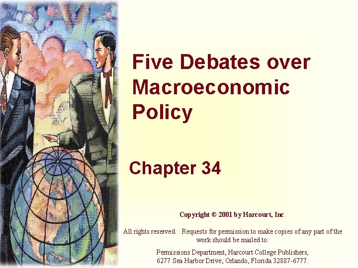 Five Debates over Macroeconomic Policy Chapter 34 Copyright © 2001 by Harcourt, Inc. All