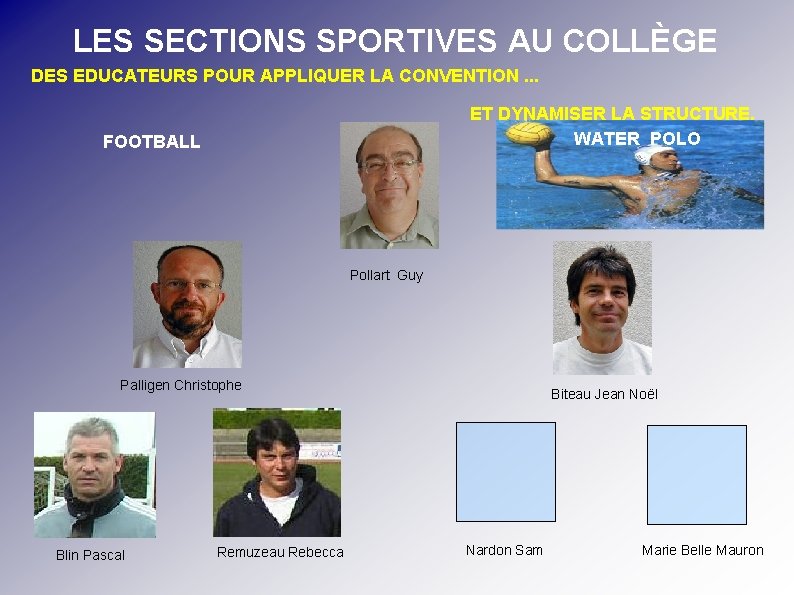 LES SECTIONS SPORTIVES AU COLLÈGE DES EDUCATEURS POUR APPLIQUER LA CONVENTION. . . ET