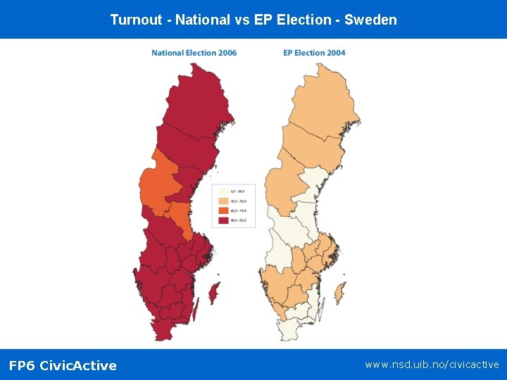 Turnout - National vs EP Election - Sweden FP 6 Civic. Active www. nsd.