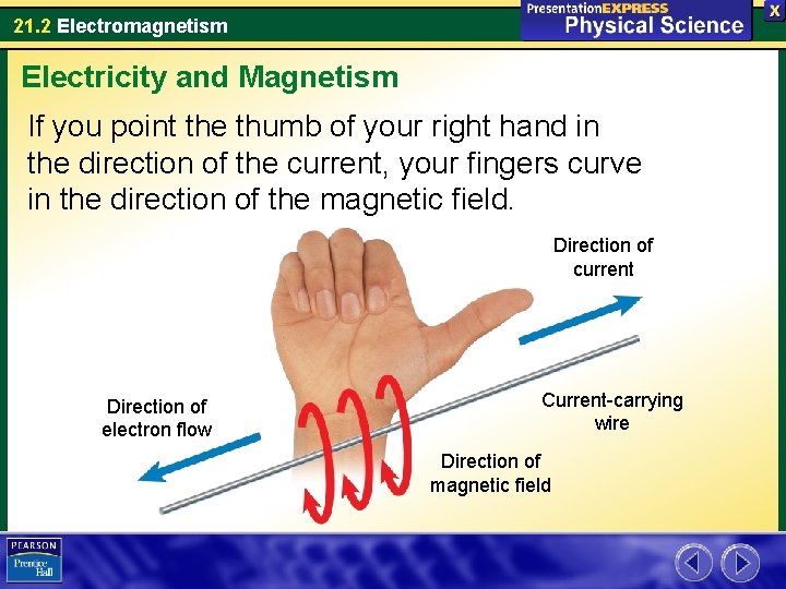 21. 2 Electromagnetism Electricity and Magnetism If you point the thumb of your right