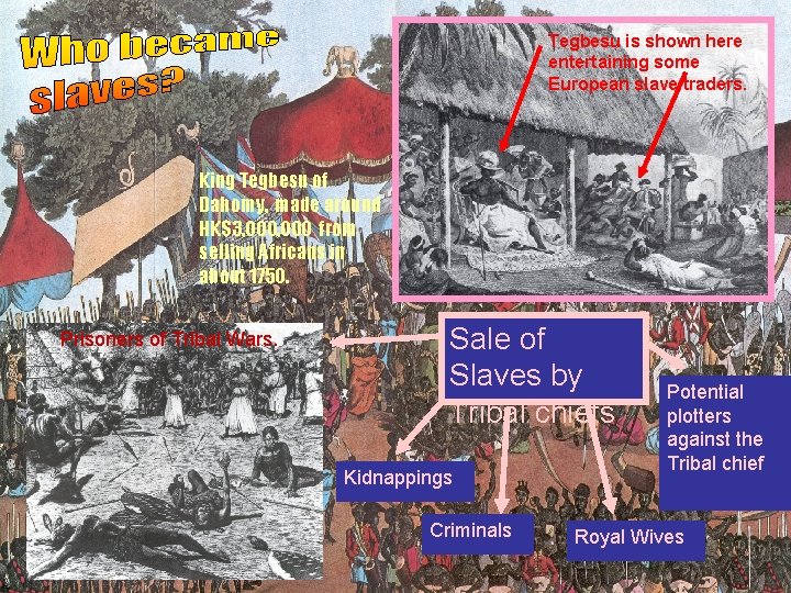 Tegbesu is shown here entertaining some European slave traders. King Tegbesu of Dahomy, made
