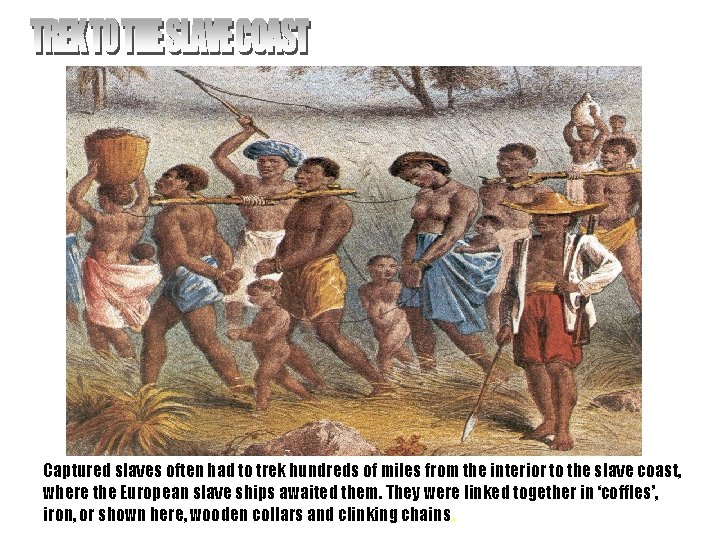Captured slaves often had to trek hundreds of miles from the interior to the