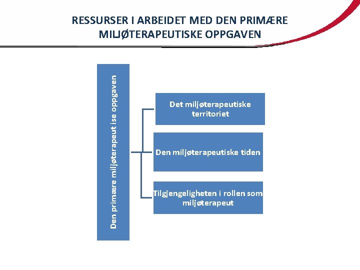 Den primære miljøterapeut ise oppgaven RESSURSER I ARBEIDET MED DEN PRIMÆRE MILJØTERAPEUTISKE OPPGAVEN Det