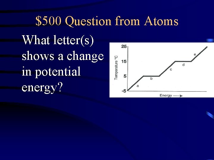 $500 Question from Atoms What letter(s) shows a change in potential energy? 