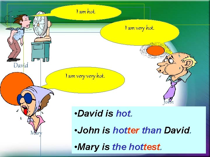 I am hot. I am very hot. David I am very hot. John • I am hot. I am very hot. David I am very hot. John •