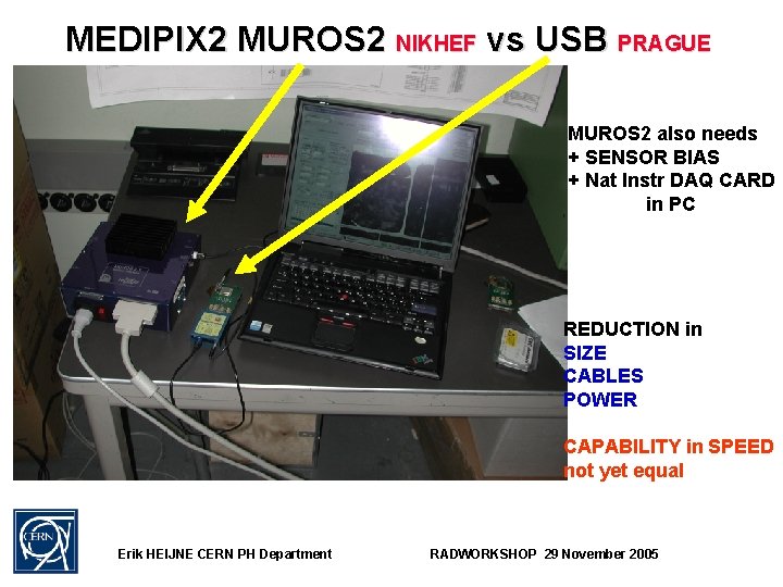 MEDIPIX 2 MUROS 2 NIKHEF vs USB PRAGUE MUROS 2 also needs + SENSOR