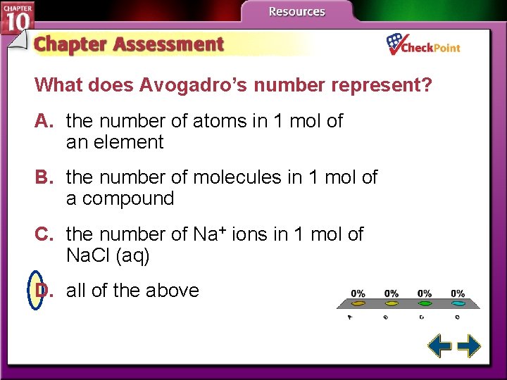 What does Avogadro’s number represent? A. the number of atoms in 1 mol of What does Avogadro’s number represent? A. the number of atoms in 1 mol of