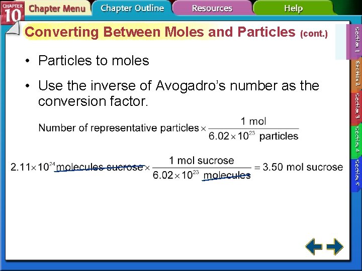 Converting Between Moles and Particles (cont. ) • Particles to moles • Use the Converting Between Moles and Particles (cont. ) • Particles to moles • Use the