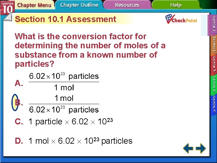 Section 10. 1 Assessment What is the conversion factor for determining the number of Section 10. 1 Assessment What is the conversion factor for determining the number of