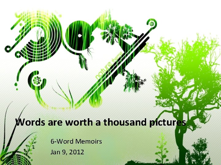 Words are worth a thousand pictures 6 -Word Memoirs Jan 9, 2012 