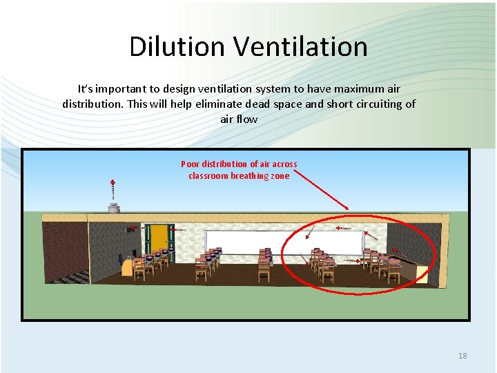 Dilution Ventilation It’s important to design ventilation system to have maximum air distribution. This