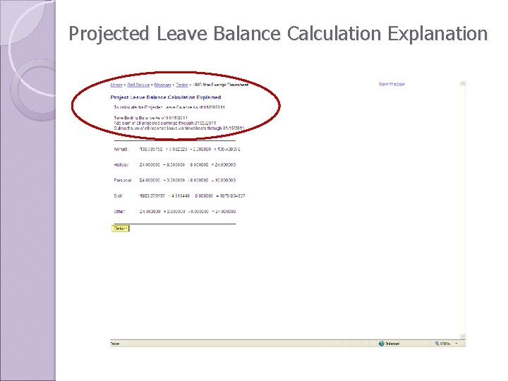 Projected Leave Balance Calculation Explanation 