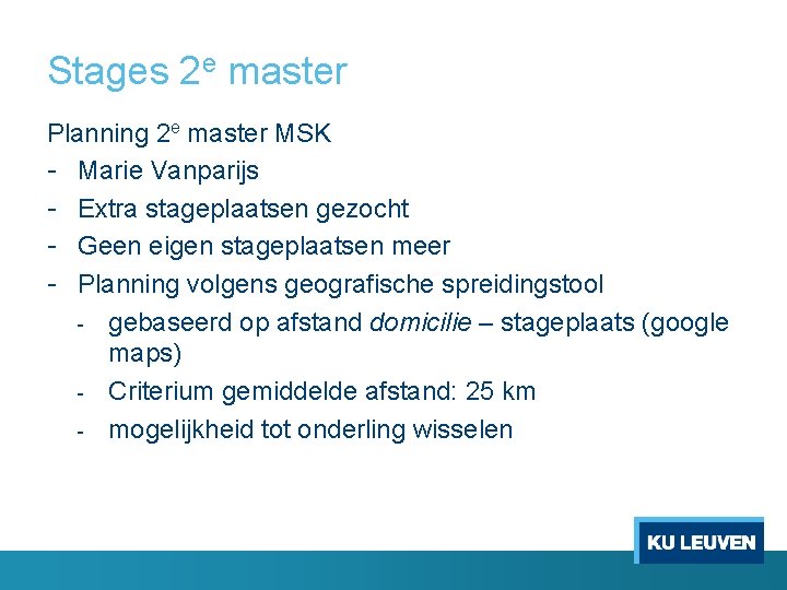 Stages 2 e master Planning 2 e master MSK - Marie Vanparijs - Extra