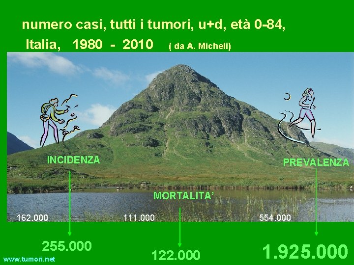 numero casi, tutti i tumori, u+d, età 0 -84, Italia, 1980 - 2010 (