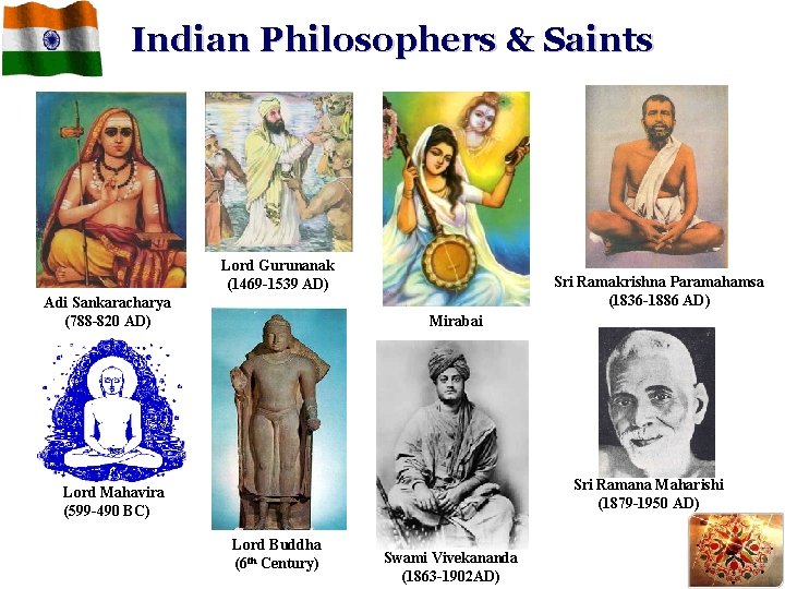 Indian Philosophers & Saints Lord Gurunanak (1469 -1539 AD) Adi Sankaracharya (788 -820 AD)