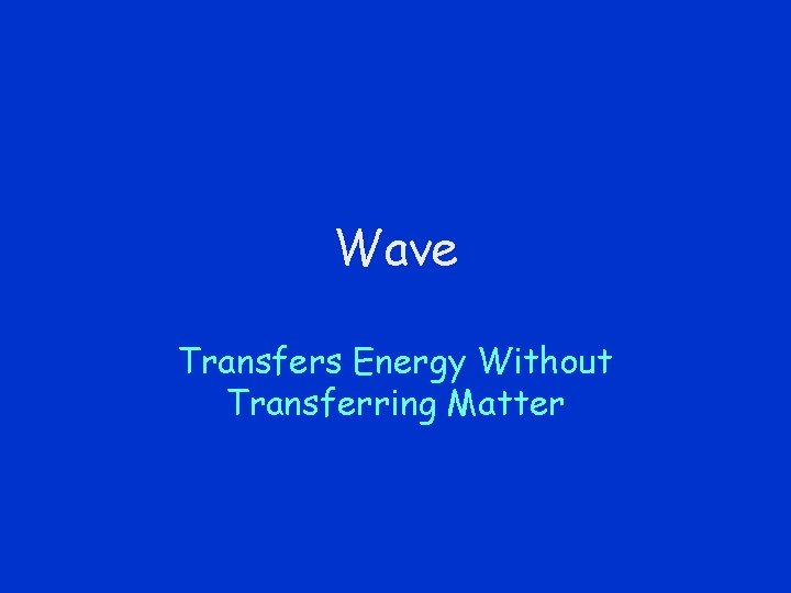 Wave Transfers Energy Without Transferring Matter 