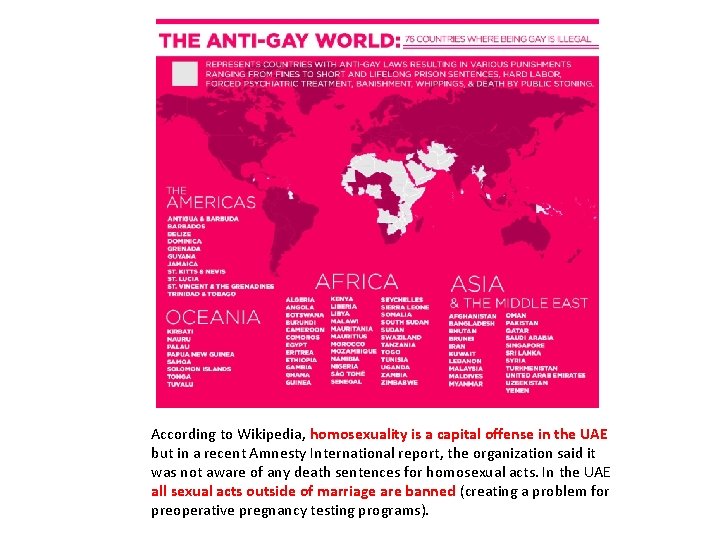 According to Wikipedia, homosexuality is a capital offense in the UAE but in a