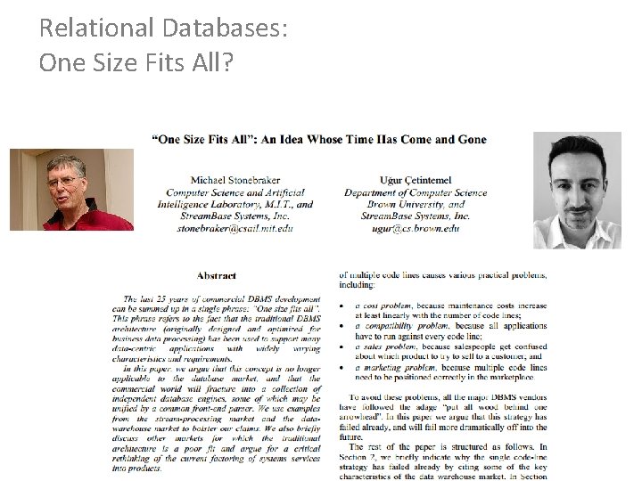 Relational Databases: One Size Fits All? 