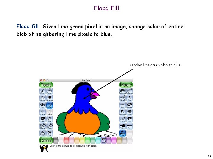 Flood Fill Flood fill. Given lime green pixel in an image, change color of Flood Fill Flood fill. Given lime green pixel in an image, change color of
